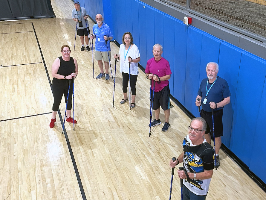 Parkinson's pole walking class.